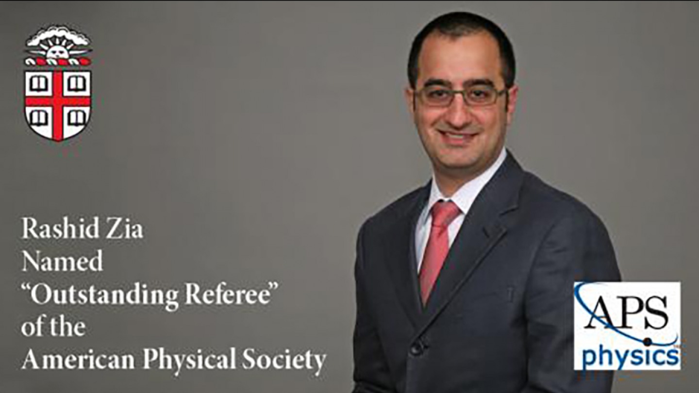 Rashid Zia Named "Outstanding Referee" by American Physical Society